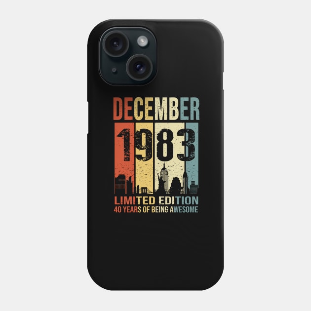 Made In 1983 December 40 Years Of Being Awesome Phone Case by Red and Black Floral