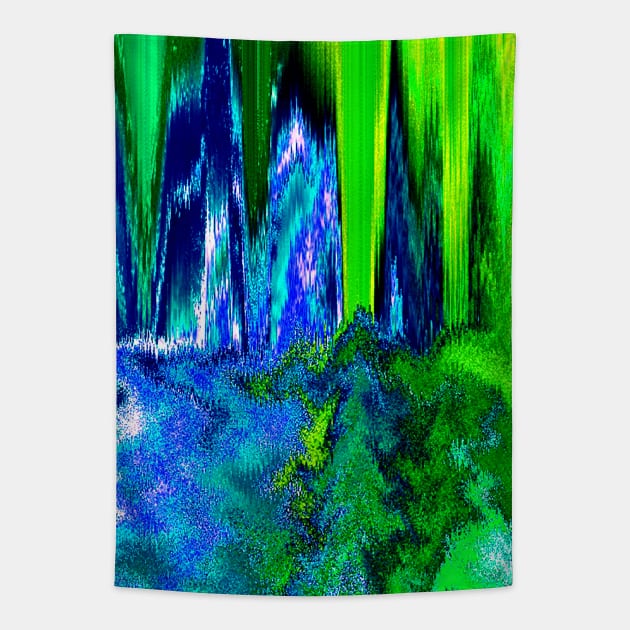 Melted Glitch (Blue & Green) Tapestry by BlakCircleGirl