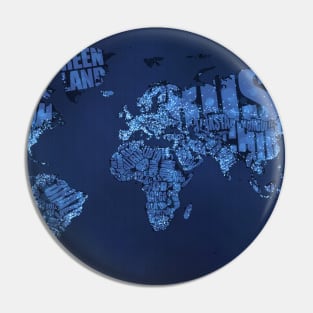 Typographic World Map (Night) Pin