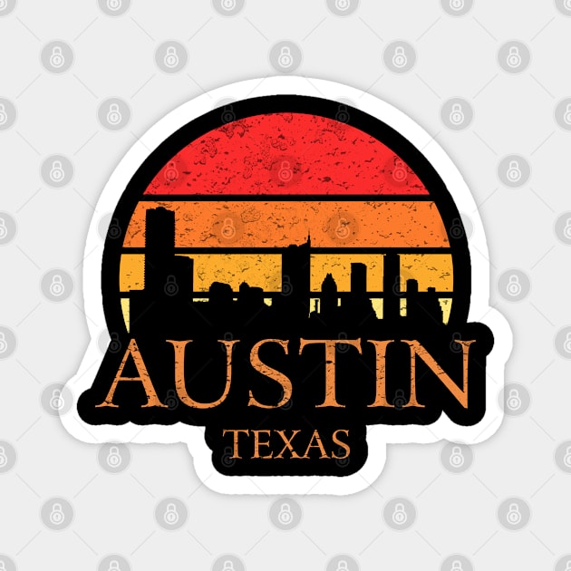 Vintage sunset Austin Texas Magnet by zozo-shop