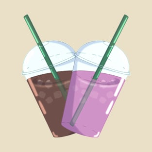 Iced Coffee & Pink Milk Heart T-Shirt