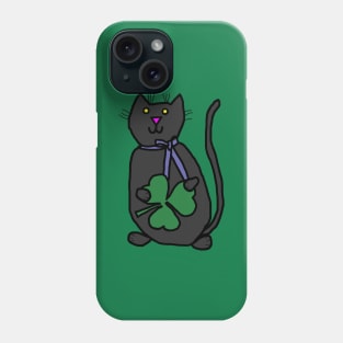 Saint Patricks Day Cat with Shamrock Phone Case