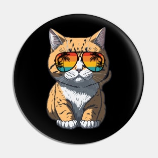 Cool Feline in Shades: Whiskered Purrfection for Cat Miaw Lovers Pin