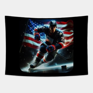 American Man Ice Hockey Player #3 Tapestry