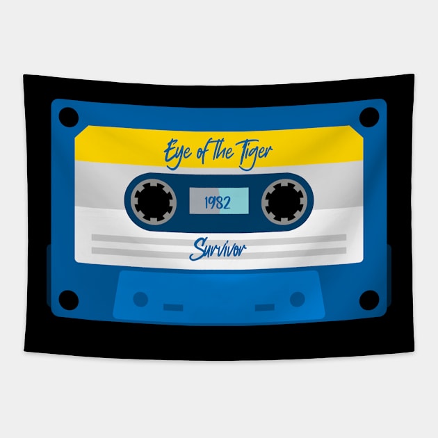 Survivor Vintage Blue Cassette Tapestry by AvoriseStudio