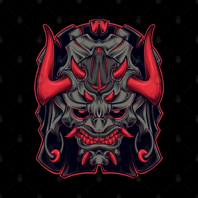 Oni Mask Hannya Demon Evil Japanese Ronin by teeleoshirts