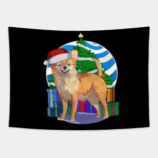 Long-Haired Chihuahua Dog Cute Santa Christmas Gift Tapestry