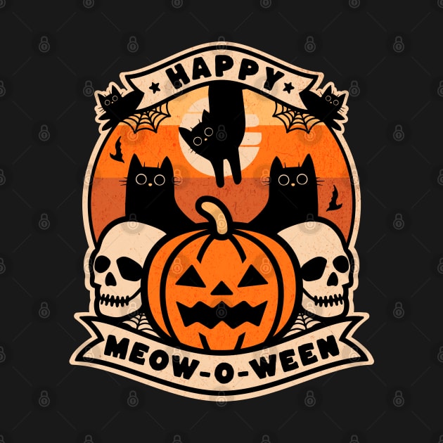 Halloween Happy Meow-O-ween Cute Black Cats Funny Costume by OrangeMonkeyArt