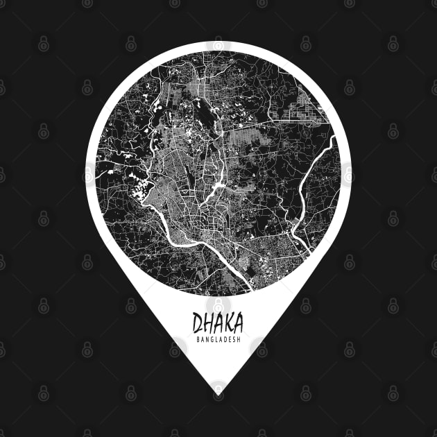 Dhaka, Bangladesh City Map - Travel Pin by deMAP Studio