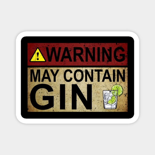 Warning May Contain Gin Gift Gin Fan Magnet by cobiepacior