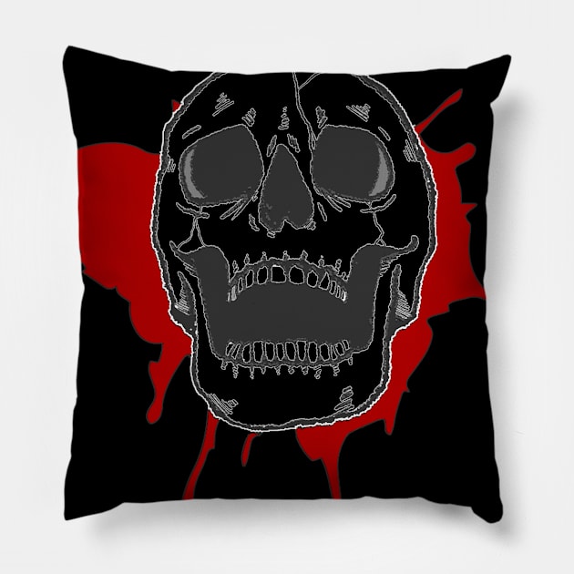 ATHBlackSkull Pillow by All The Horror