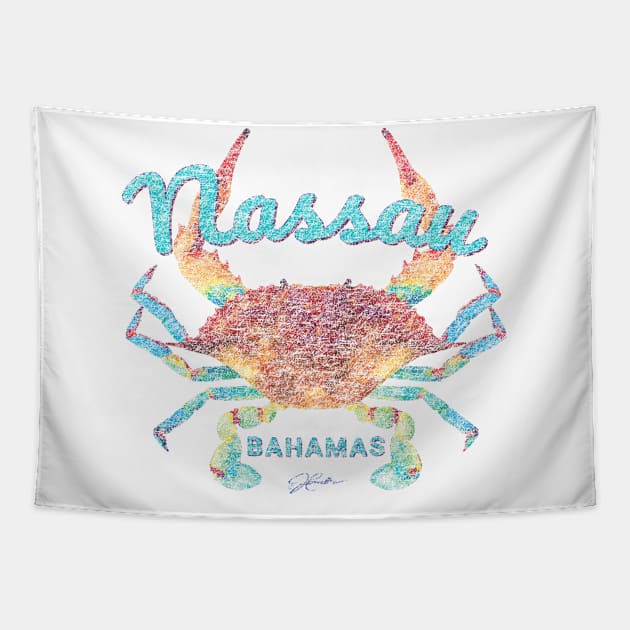 Nassau, Bahamas, Blue Crab (Distressed) Tapestry by jcombs