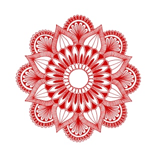 Flower Mandala (red on white) T-Shirt