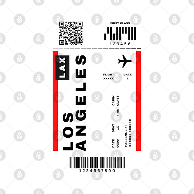 Los Angeles Boarding Pass California Destination Ticket by Saraahdesign