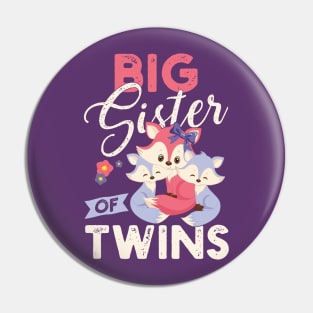 Big Sister of Twins Cute Baby Foxes Twin Sisters or Brothers Pregnancy Announcement Pin
