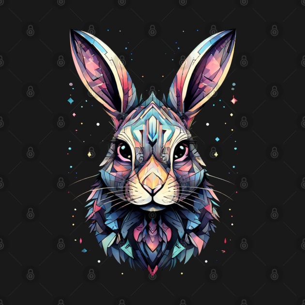 Blue, Pink And Yellow Geometrical Bunny by Sonja818