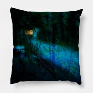 Walk through the forest at night Pillow