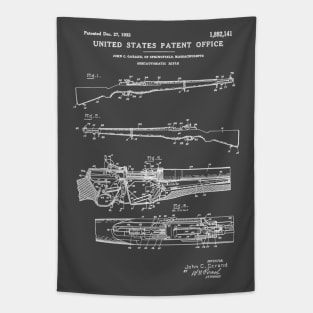 M1 Garand Rifle Patent White Tapestry