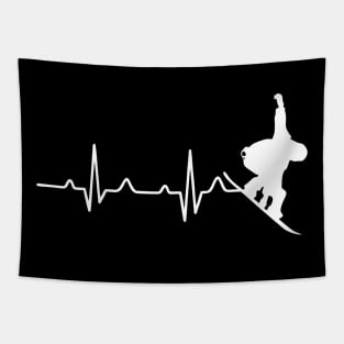 Cool Snowboarder Heartbeat Snowboarding Heart Beat Tapestry