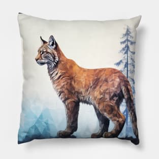 Misty boreal watercolor lynx Pillow