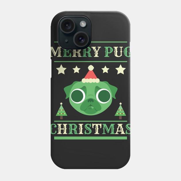 Pug T-Shirt with Santa Hat For Dog & Christmas Gift Idea Phone Case by giftideas