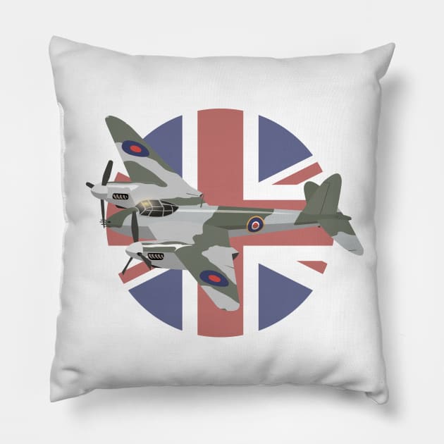 de Havilland DH.98 Mosquito British WW2 Airplane Pillow by NorseTech