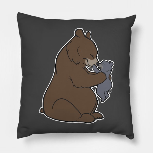 Kisses for Baby Bear Pillow by GrinAndBearItComic