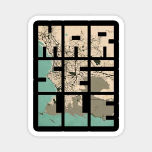 Marseille, France City Map Typography - Vintage Magnet