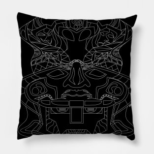 dark radioactive zentangle olmec sentinel head ecopop Pillow