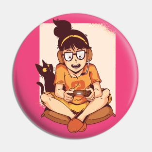 Girl Playing Video Games - Gaming Lover Pin