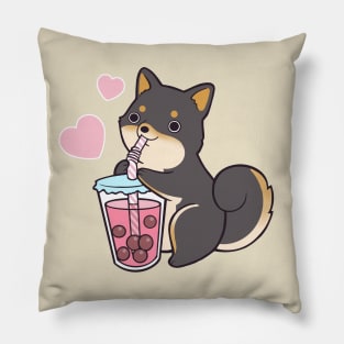 Black Shiba Bubble Tea Pillow