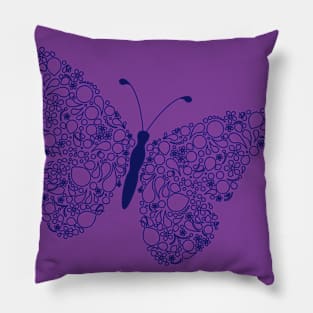 Butterfly in Modern Paisley Outline Design Pillow