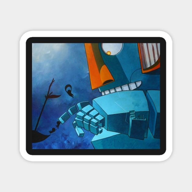 Blue robot house. Magnet by BatistaStudio