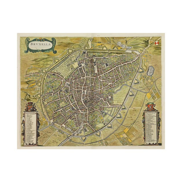 Vintage Map of Brussels Belgium (1698) by Bravuramedia