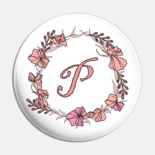 Letter P Rose Pink Initial Monogram - Letter p Pin