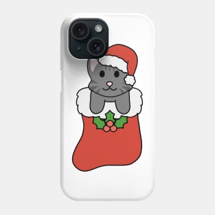 Christmas Black Tabby Stocking Phone Case