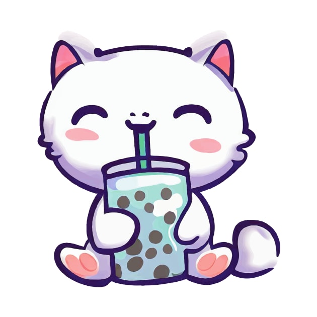 a cute cat holding and drinking boba tea by Arteria6e9Vena