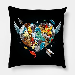 Valentine Owls Parrots Pillow