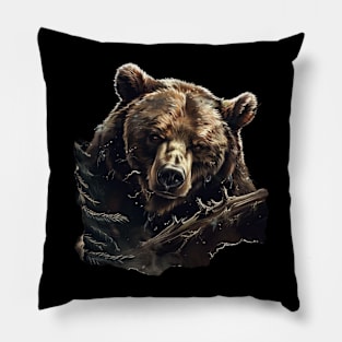 Golden Autumn With Grizzly Bear Pillow