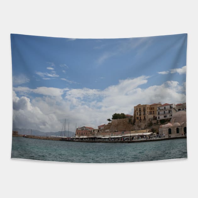 Crete Harbour Tapestry by Memories4you