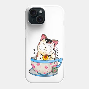 Kawaii neko and Tea Phone Case