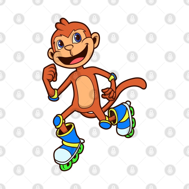 Cartoon monkey riding inline skates by Modern Medieval Design