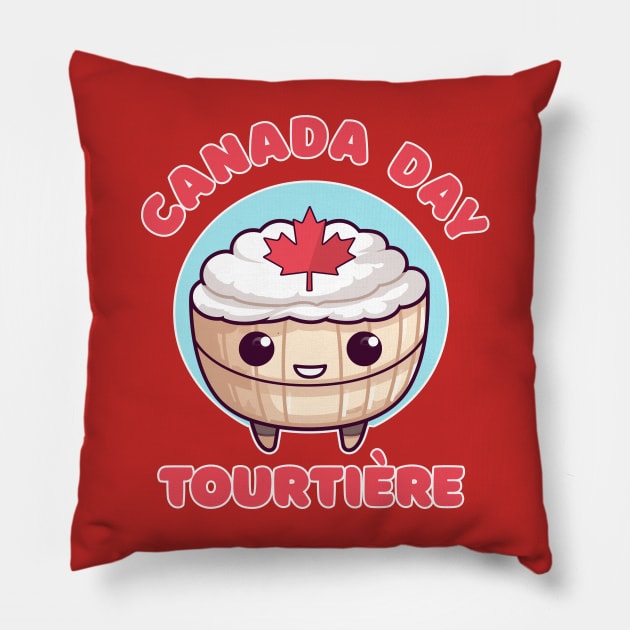 Canada Day Funny Kawaii Tourtière Pillow by DanielLiamGill