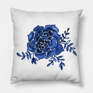 Watercolor houseleek - blue Pillow