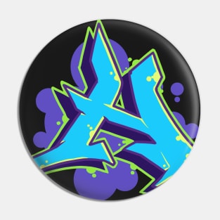 Letter H - Graffiti Street Art Style Blue Pin