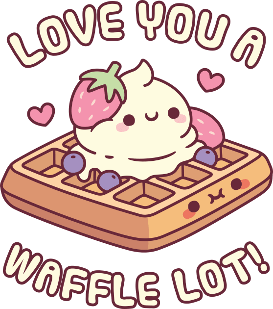 Cute Waffle And Ice Cream Love You A Waffle Lot Pun Kids T-Shirt by rustydoodle