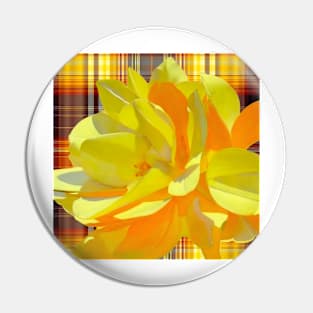 Yellow Flower on Plaid Pin