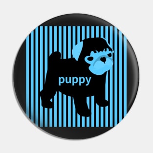 blue puppy,bulldog Pin