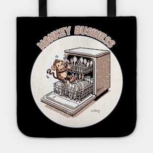 Sweet Animals: This Is The Monkey Business - Cute Monkey - A Funny Silly Retro Vintage Style Tote