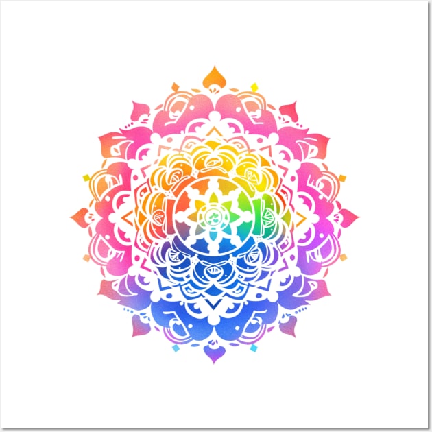 Rainbow yoga mandala print wall art